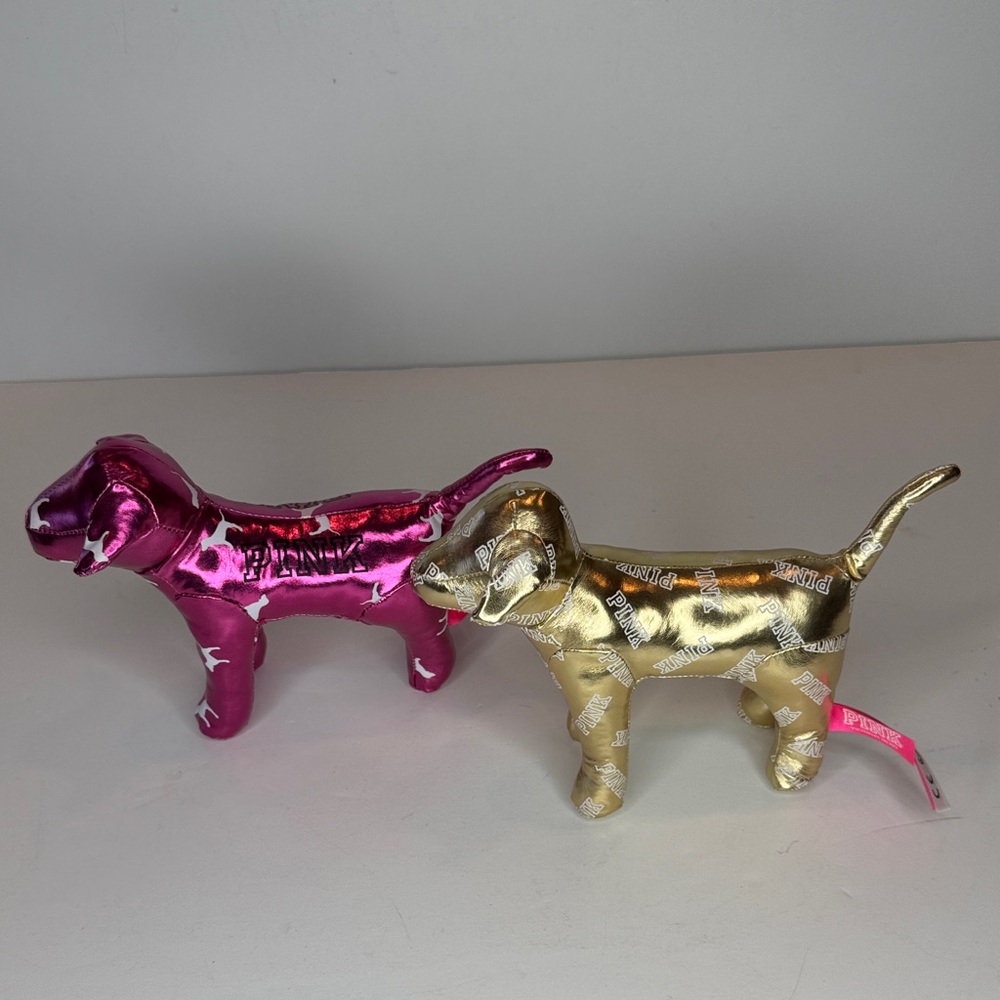 PINK Victorias Secret metallic plush dogs